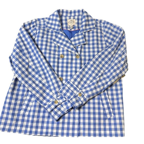 St Johns Bay Jacket Womens xxl 2xl Blue Gingham Checkered work suit jacket - Picture 1 of 12